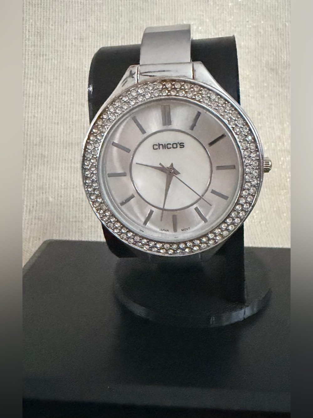 Chico's Silver-Tone Crystal Bezel Women's Watch